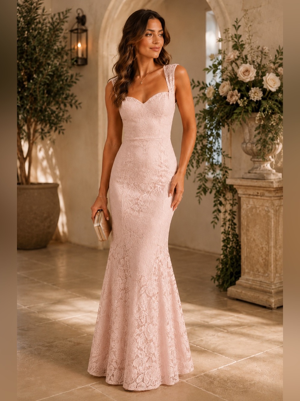 Lulus Rosetta Blush Pink Lace Maxi Dress XS Wedding Guest Bridesmaid Formal